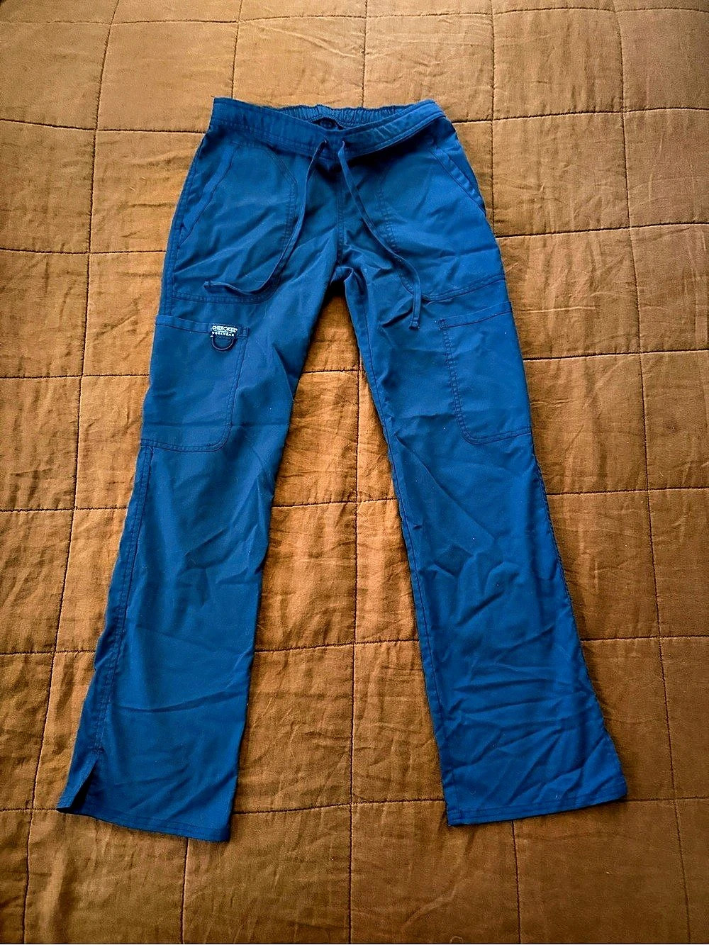 Cherokee Workwear Revolution Mid Rise Drawstring Cargo Scrub Pant WW110 Blue
